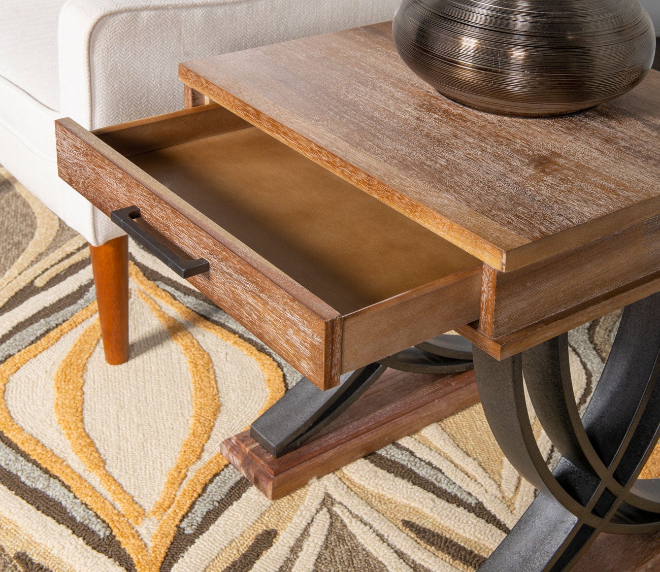 Martin Honey Wood 1-Drawer Side Table by Powell