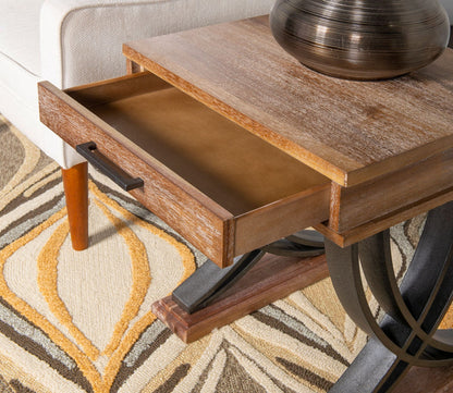 Martin Honey Wood 1-Drawer Side Table by Powell