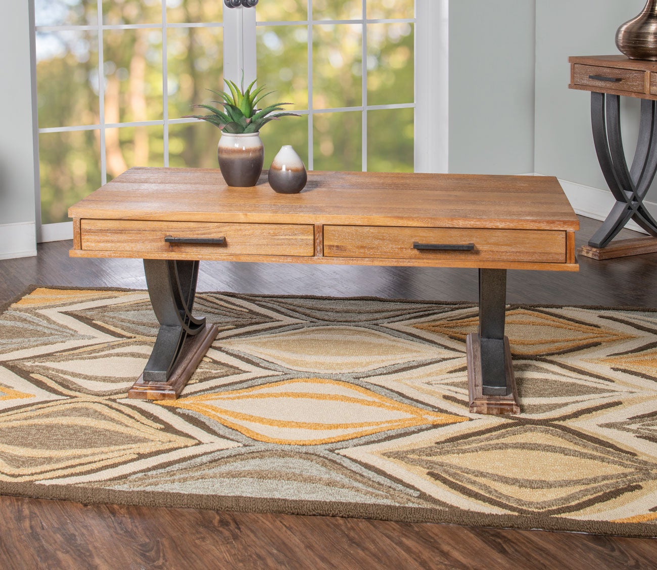 Martin Honey Wood 2-Drawer Cocktail Table