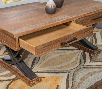 Martin Honey Wood 2-Drawer Cocktail Table by Powell