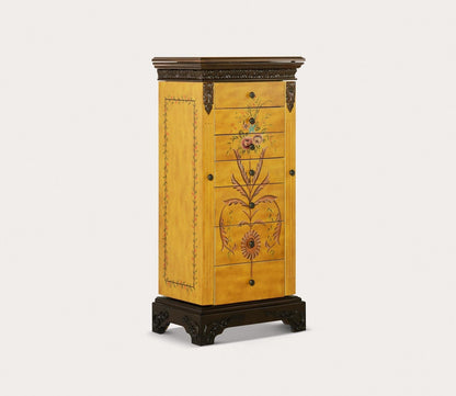 Masterpiece Antique Parchment Hand Painted Jewelry Armoire by Powell