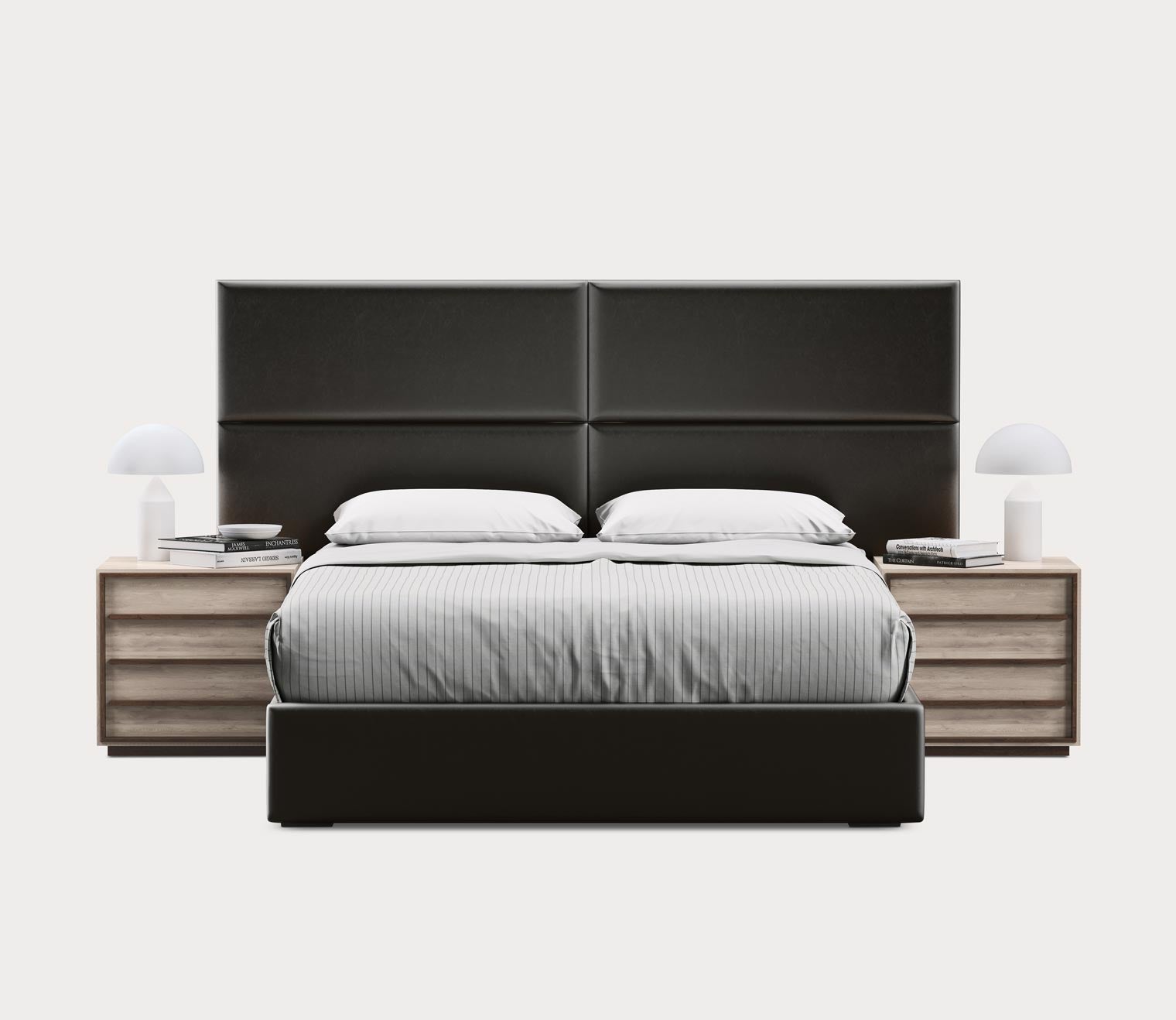 Masterpiece Black Faux Leather Customizable Wall Panel Headboard 4-Pack