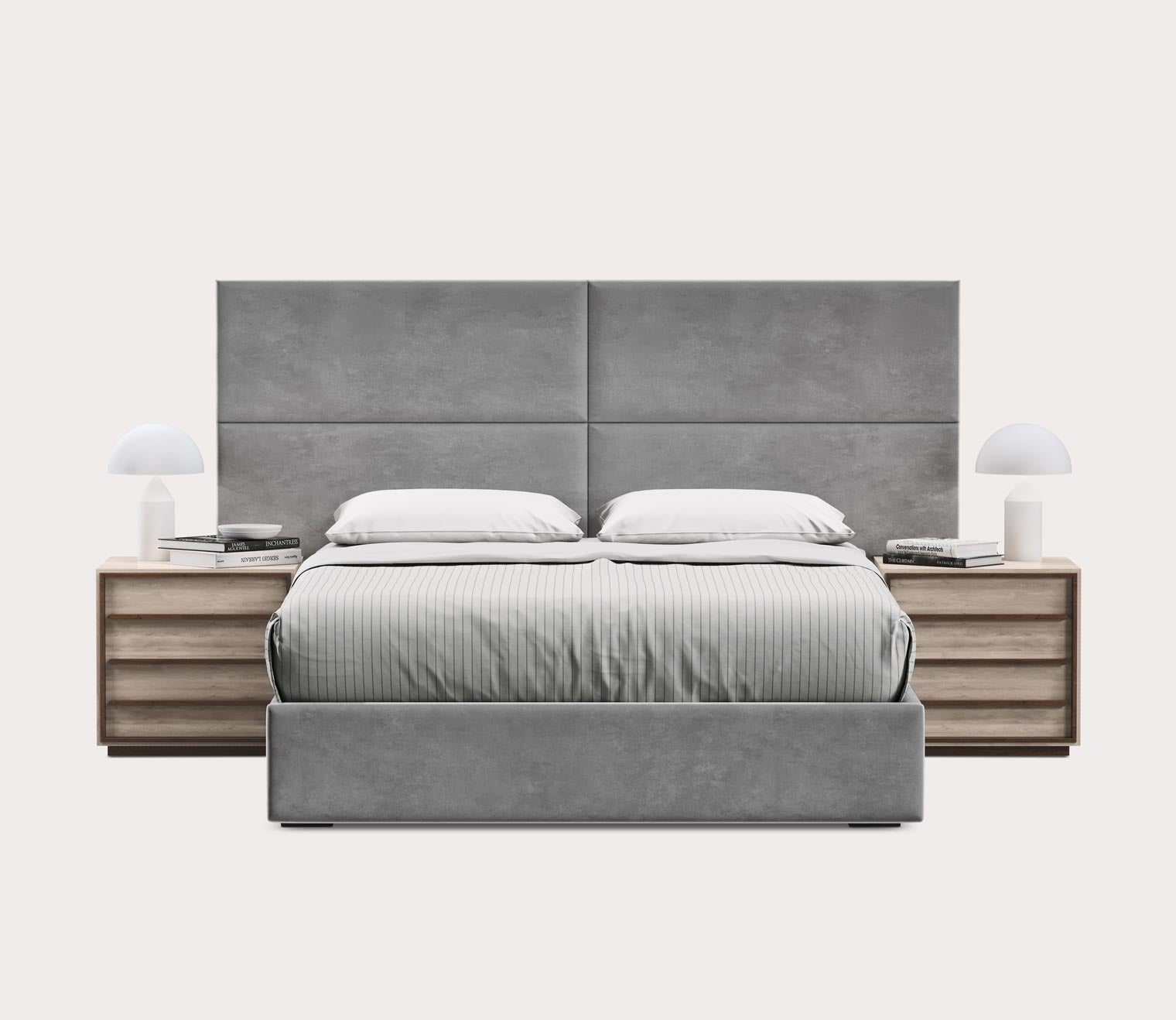 Masterpiece Gray Velour Customizable Wall Panel Headboard 4-Pack