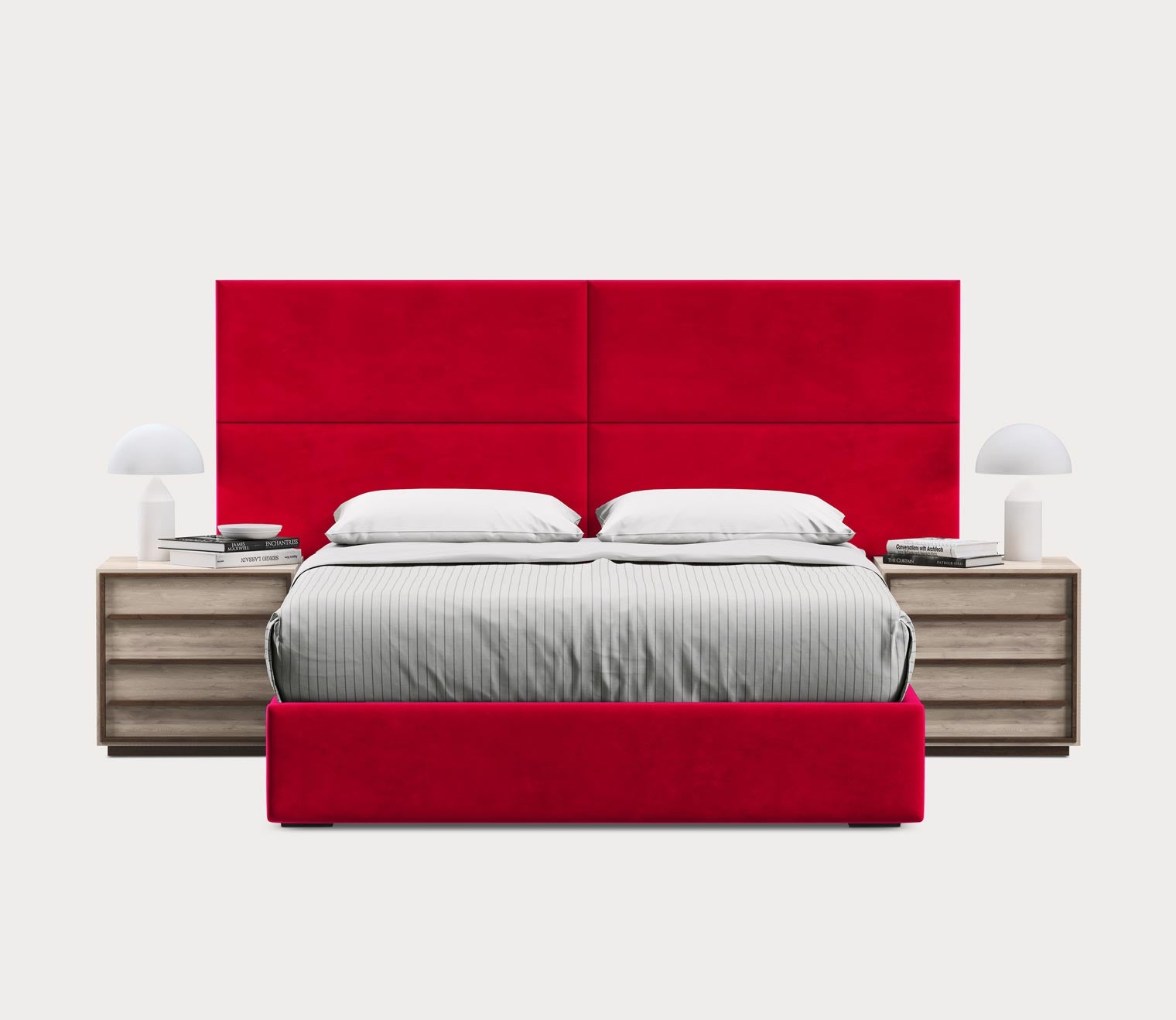 Masterpiece Red Velour Customizable Wall Panel Headboard 4-Pack