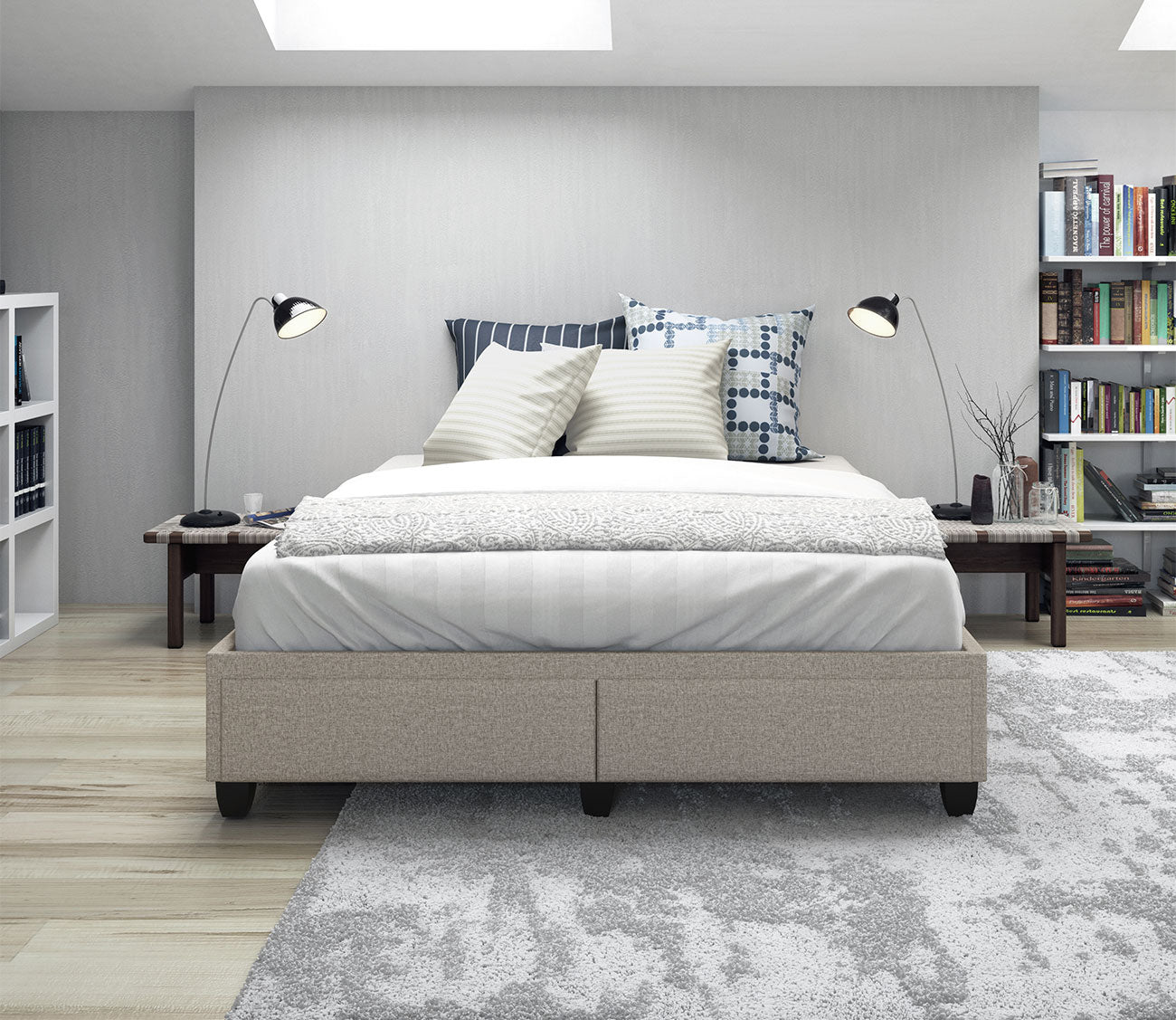 Matera Linen Fabric Platform Storage Bed Base by Arkotec