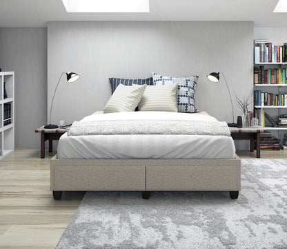 Matera Linen Fabric Platform Storage Bed Base by Arkotec