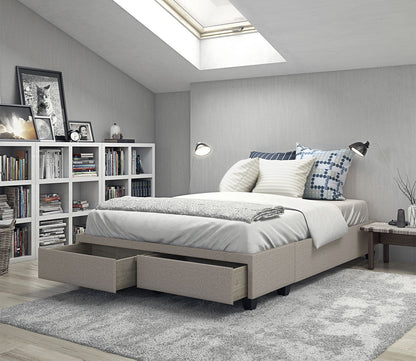 Matera Linen Fabric Platform Storage Bed Base by Arkotec
