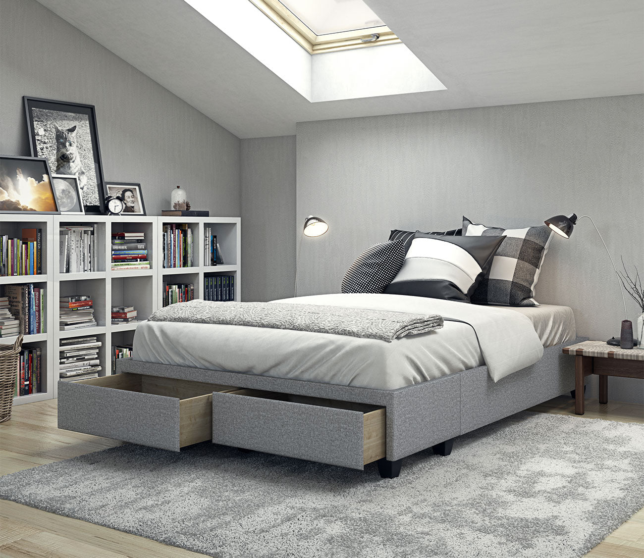 Matera Linen Fabric Platform Storage Bed Base by Arkotec