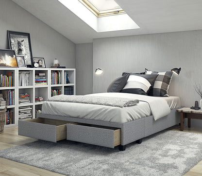 Matera Linen Fabric Platform Storage Bed Base by Arkotec