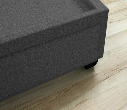 Matera Linen Fabric Platform Storage Bed Base by Arkotec