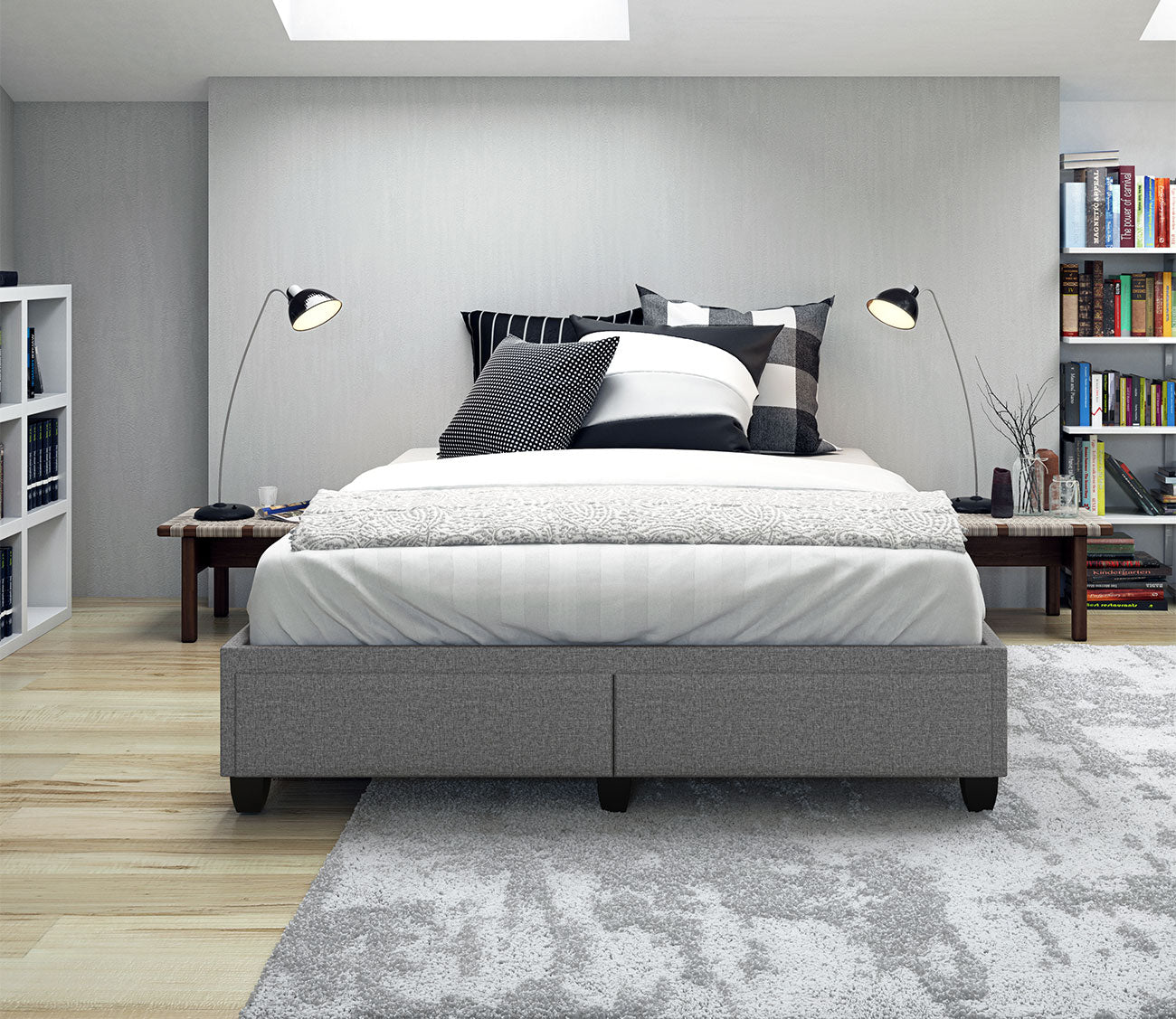 Matera Linen Fabric Platform Storage Bed Base by Arkotec