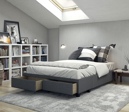Matera Linen Fabric Platform Storage Bed Base by Arkotec