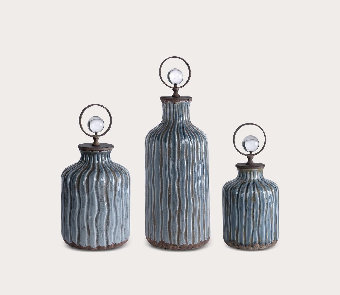 Mathias Grey Blue Vessels Set of 3 by Uttermost