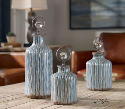 Mathias Grey Blue Vessels Set of 3 by Uttermost