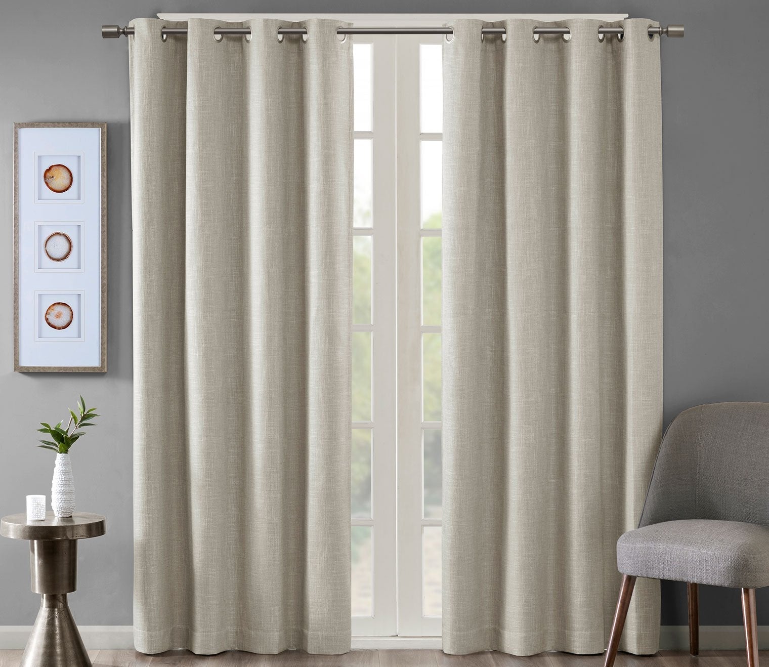 Maya Printed Heathered Blackout Grommet Top Curtain Panel by SunSmart