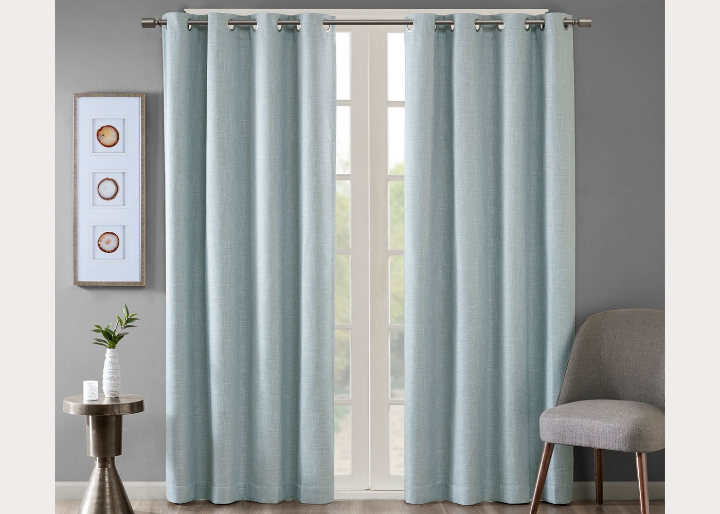 Maya Printed Heathered Blackout Grommet Top Curtain Panel by SunSmart