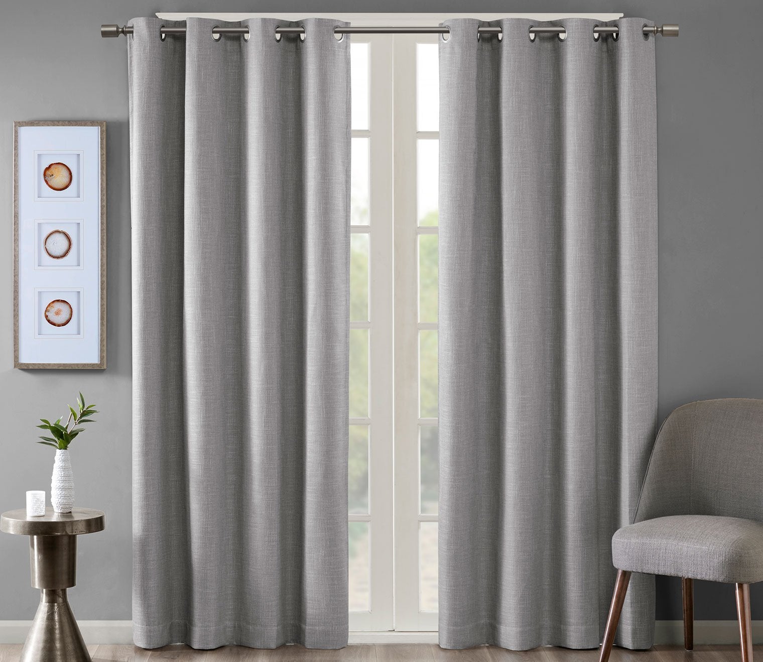 Maya Printed Heathered Blackout Grommet Top Curtain Panel
