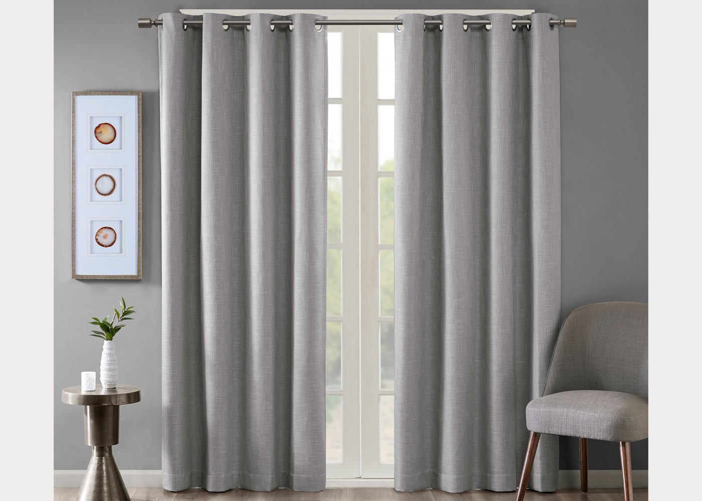 Maya Printed Heathered Blackout Grommet Top Curtain Panel by SunSmart