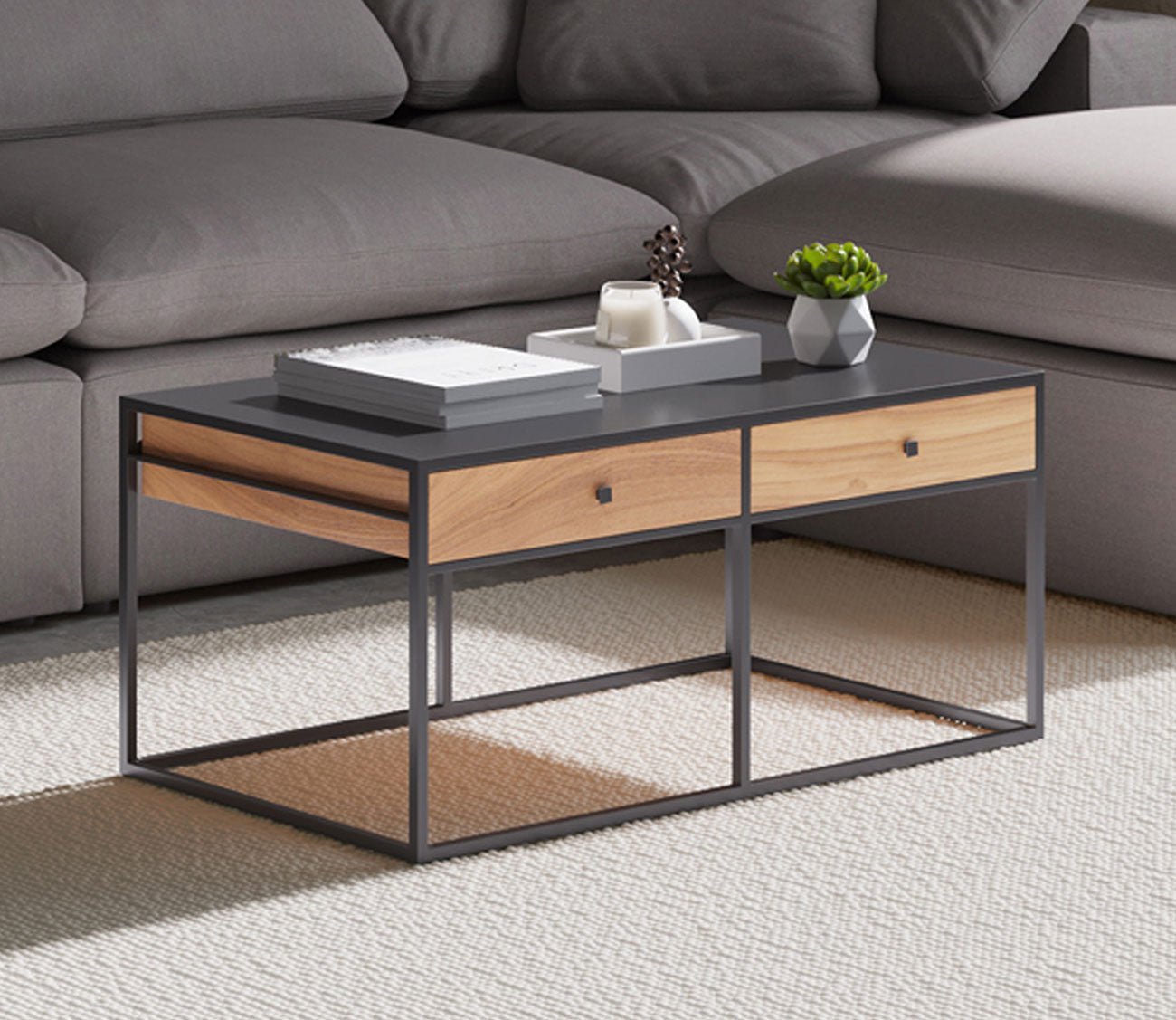Mayna Solid Teak Wood 1-Drawer Side Table