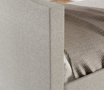 Megan White Linen Fabric Daybed with Trundle by Arkotec