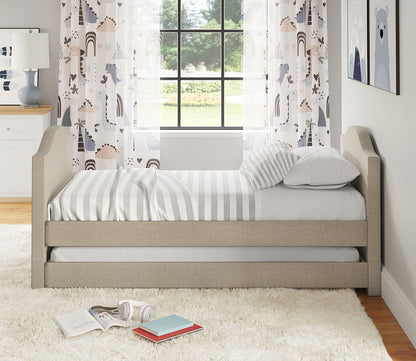 Megan White Linen Fabric Daybed with Trundle by Arkotec