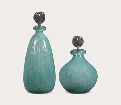 Mellita Aqua Glass Bottles Set of 2 by Uttermost
