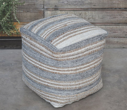 Mesick Handwoven Gray Pouf by Uttermost