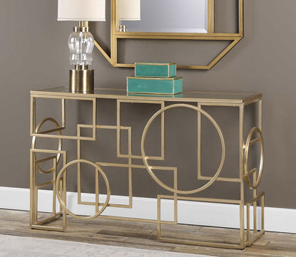 Metria Gold Console Table by Uttermost
