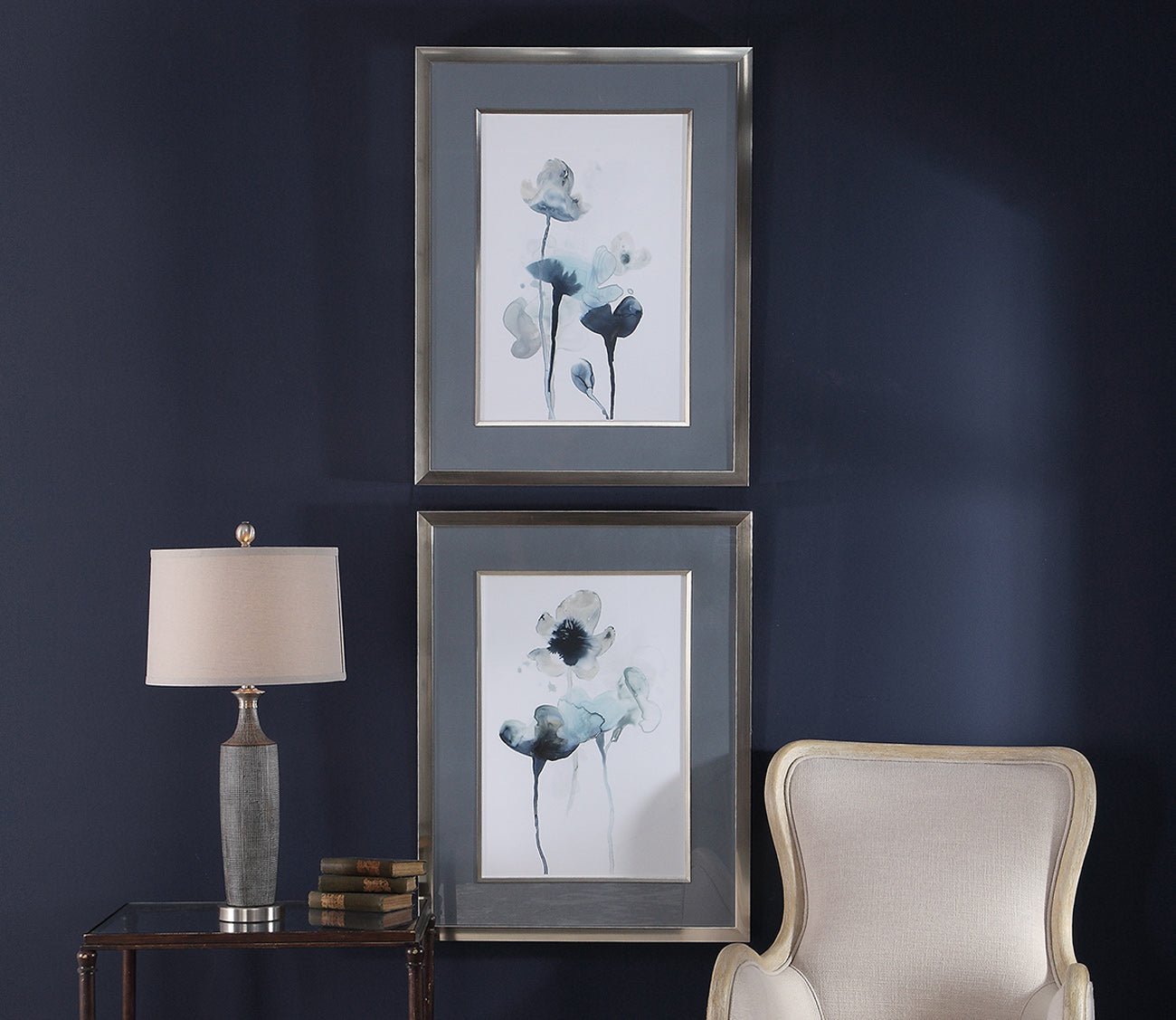 Midnight Blossoms Framed Prints Set of 2