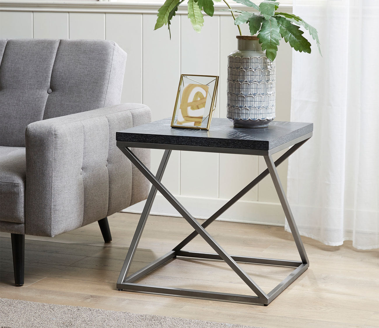 Mila Black Wood Square End Table