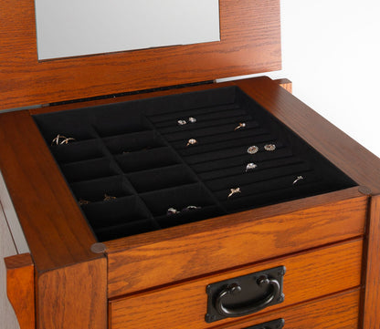 Mission Oak Wood 8-Drawer Jewelry Armoire by Powell