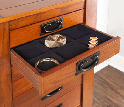 Mission Oak Wood 8-Drawer Jewelry Armoire by Powell
