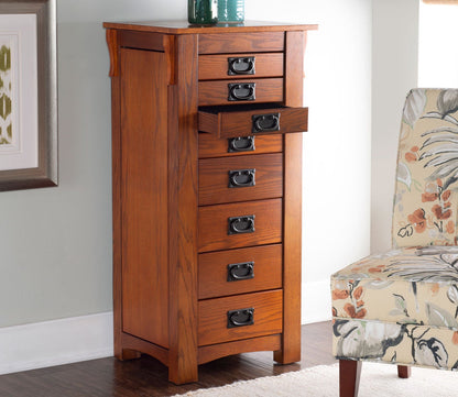 Mission Oak Wood 8-Drawer Jewelry Armoire by Powell