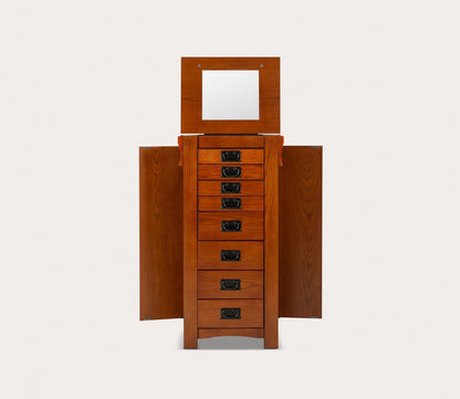 Mission Oak Wood 8-Drawer Jewelry Armoire by Powell