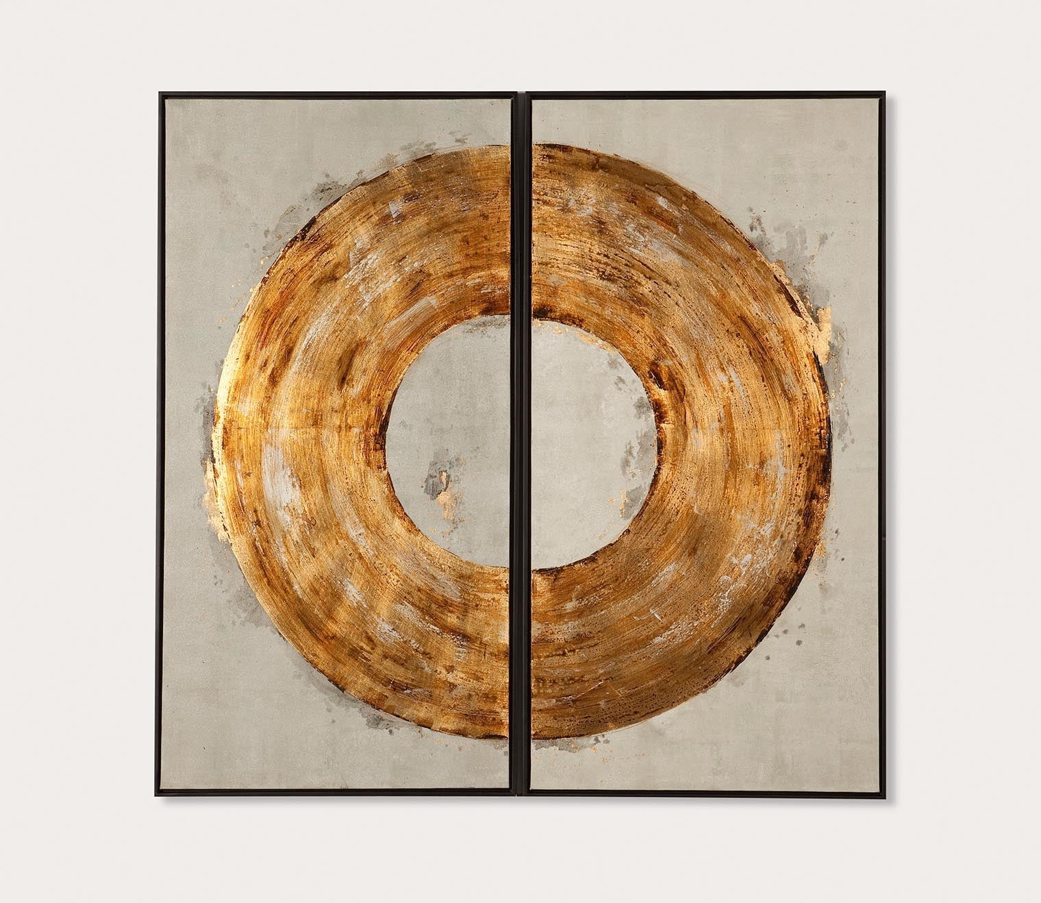 Modern Metallic Ring of Fire Wall Art Set of 2