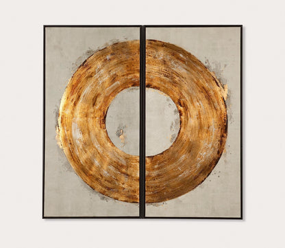 Modern Metallic Ring of Fire Wall Art Set of 2 by Bassett Mirror