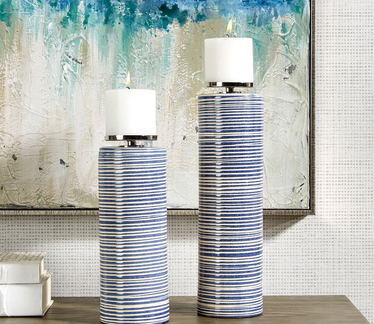 Montauk Ceramic Candleholders Set of 2 by Uttermost