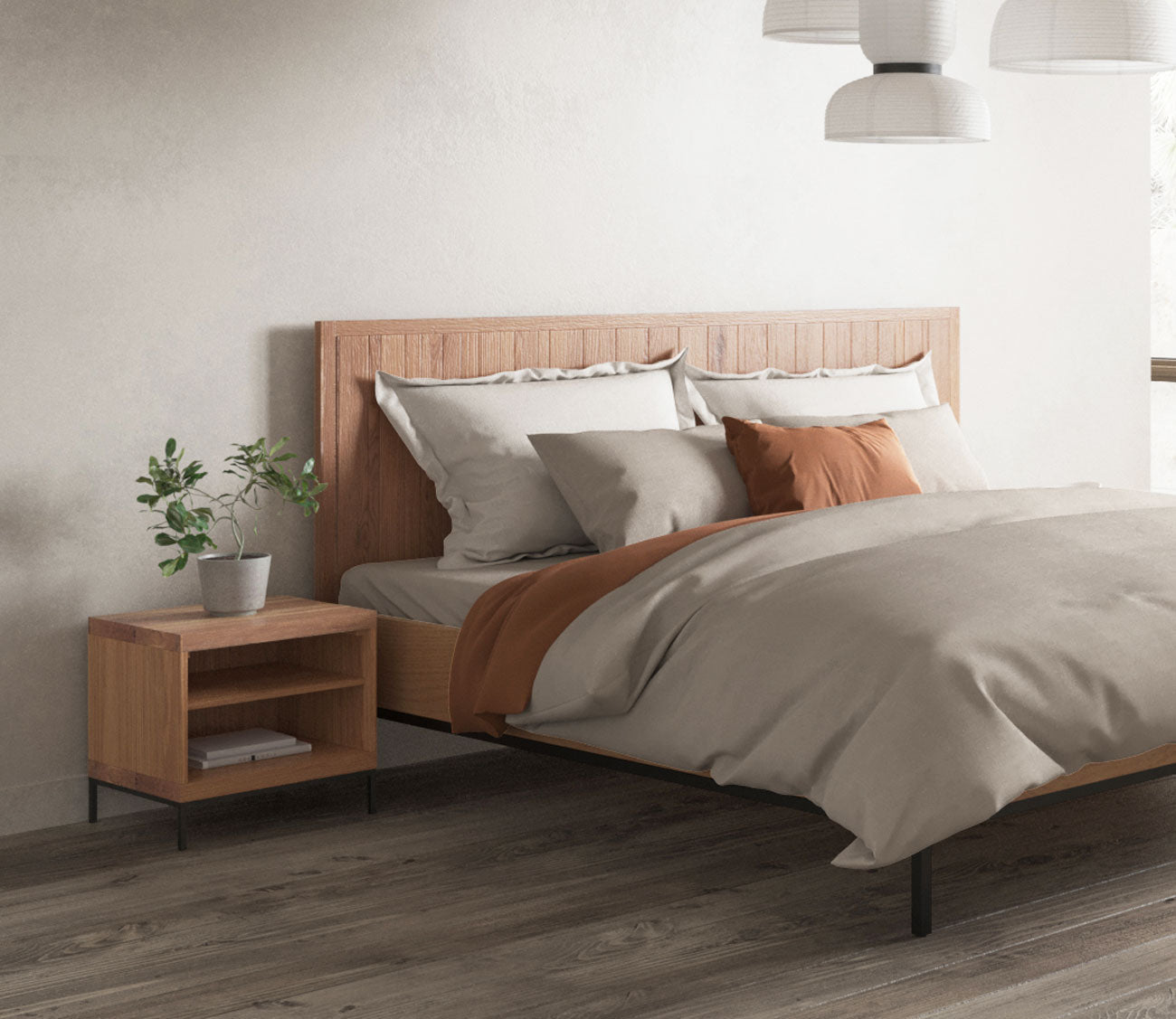 Montego Solid Oak Wood Open Shelf Nightstand
