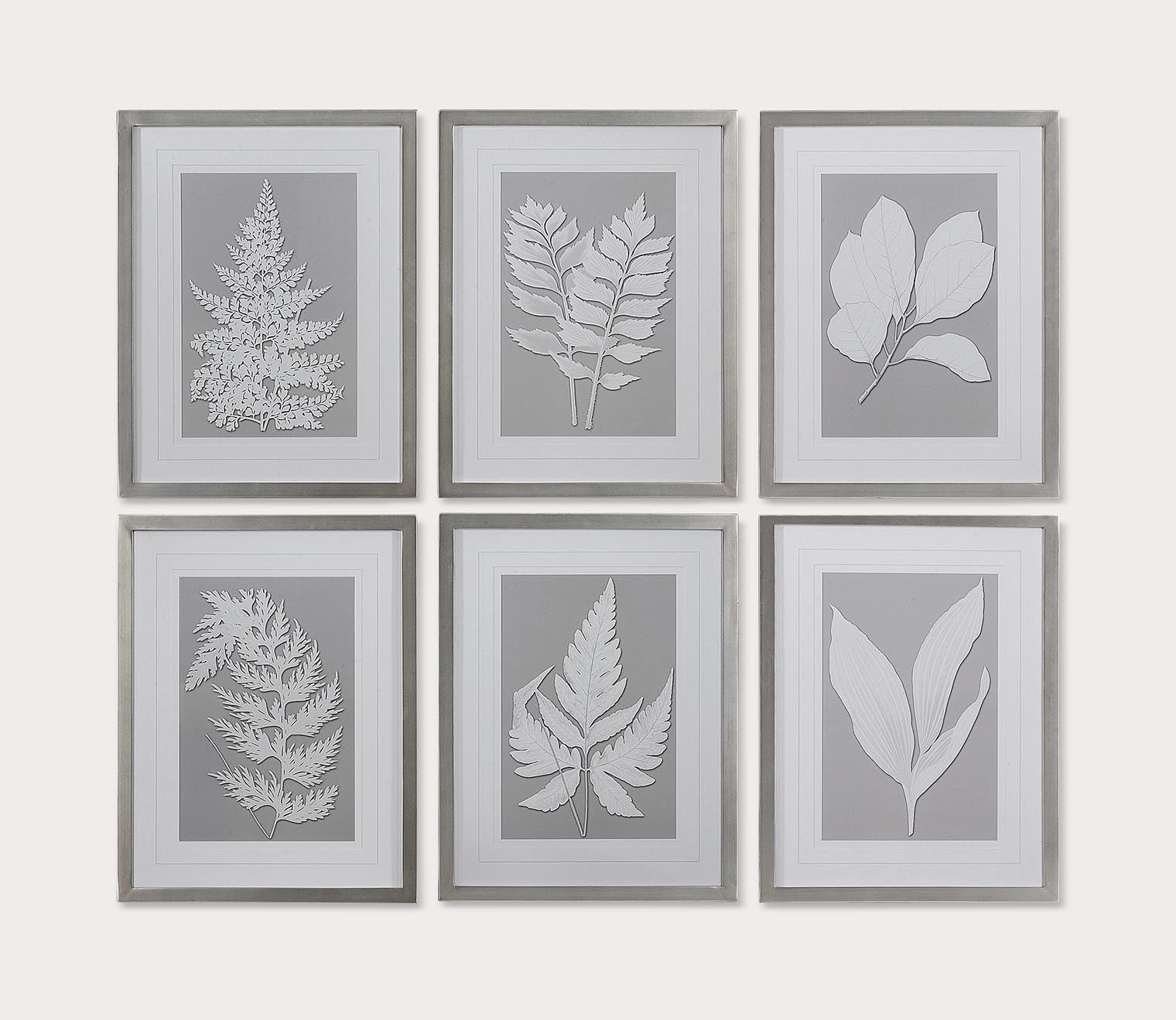 Moonlight Ferns Framed Prints Set of 6 by Uttermost