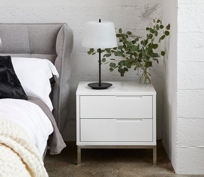 Naples White Lacquer 2-Drawer End Table by Moe's Furniture