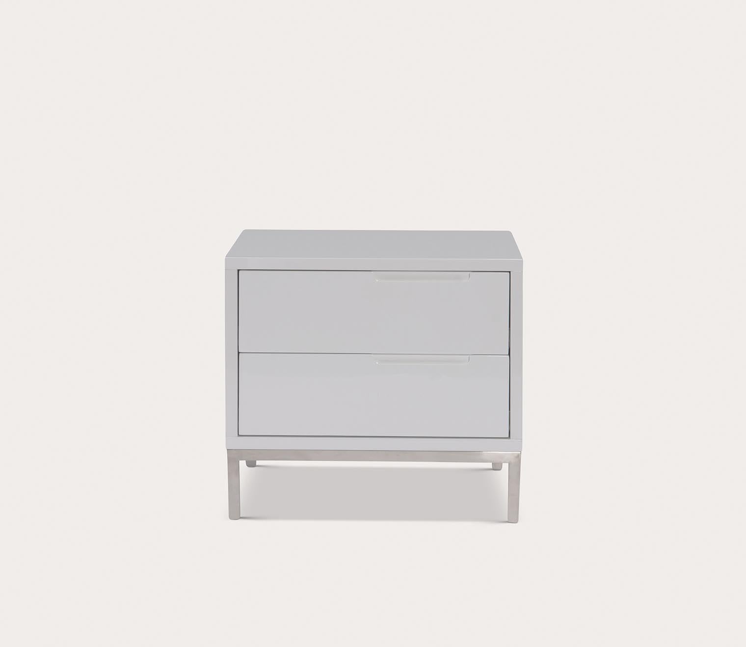 Naples White Lacquer 2-Drawer End Table by Moe's Furniture