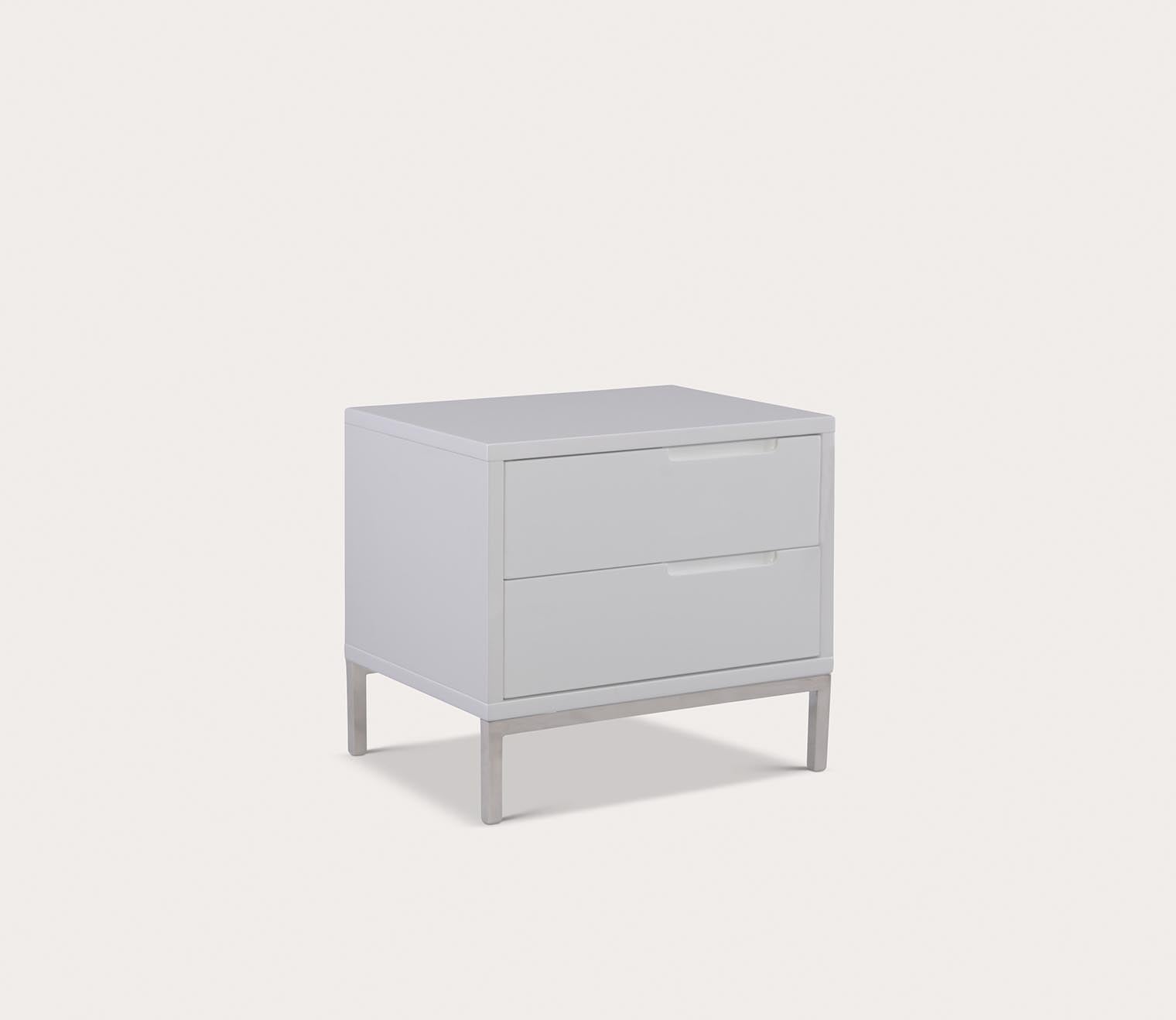 Naples White Lacquer 2-Drawer End Table by Moe's Furniture