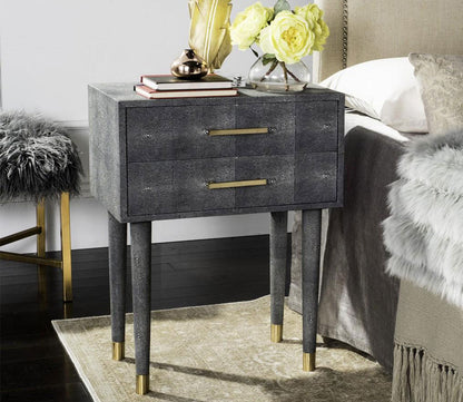Nour 2-Drawer Faux Shagreen End Table by Safavieh