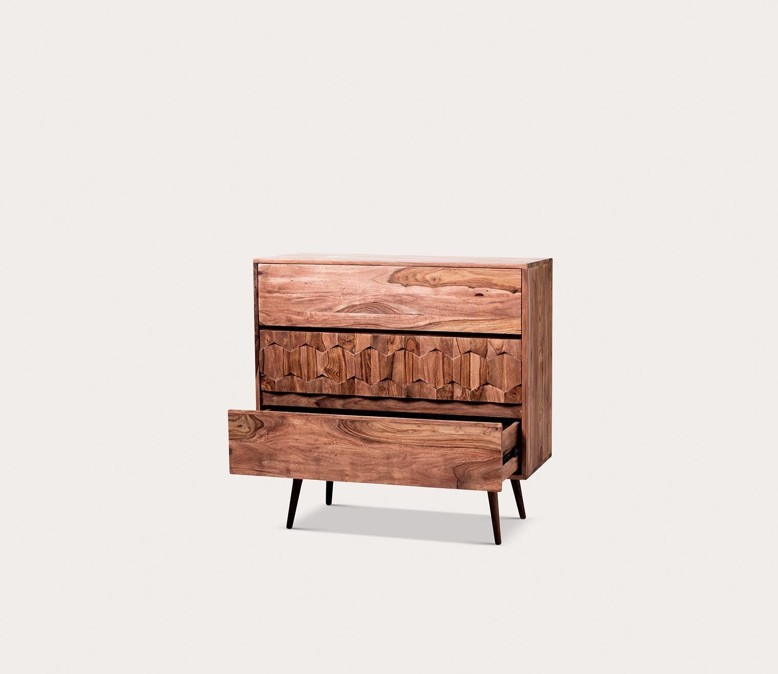 O2 Brown Solid Wood 3-Drawer Chest by Moe's Furniture