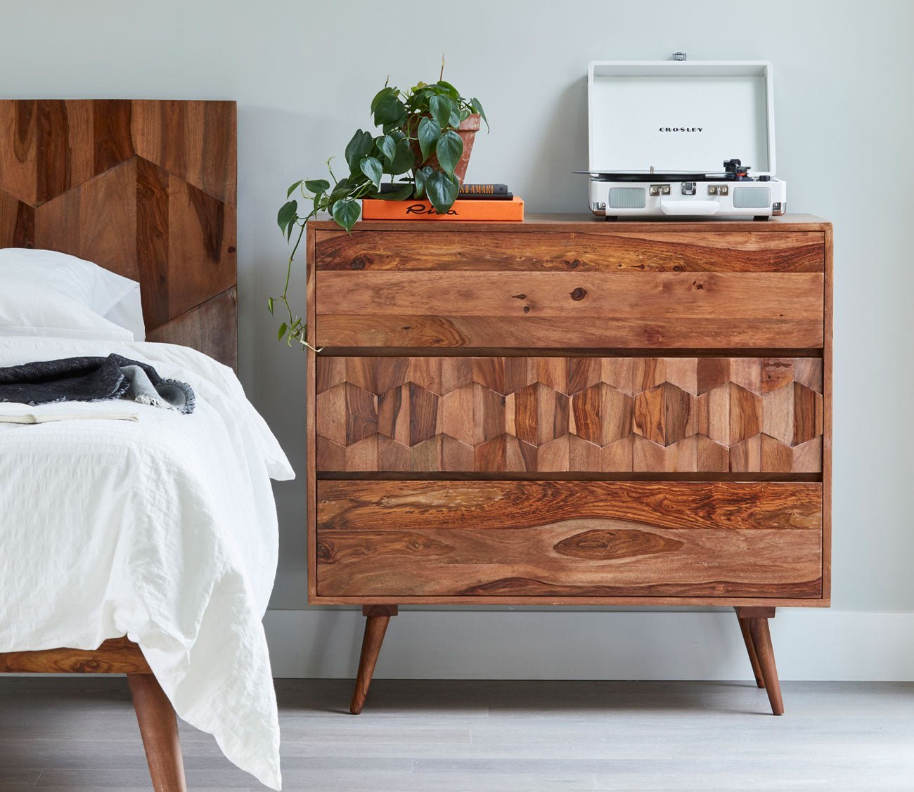 O2 Brown Solid Wood 3-Drawer Chest by Moe's Furniture
