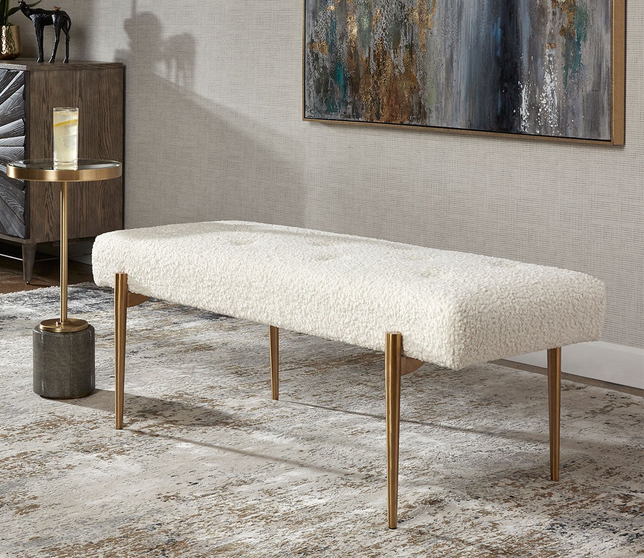 Olivier White Bench by Uttermost
