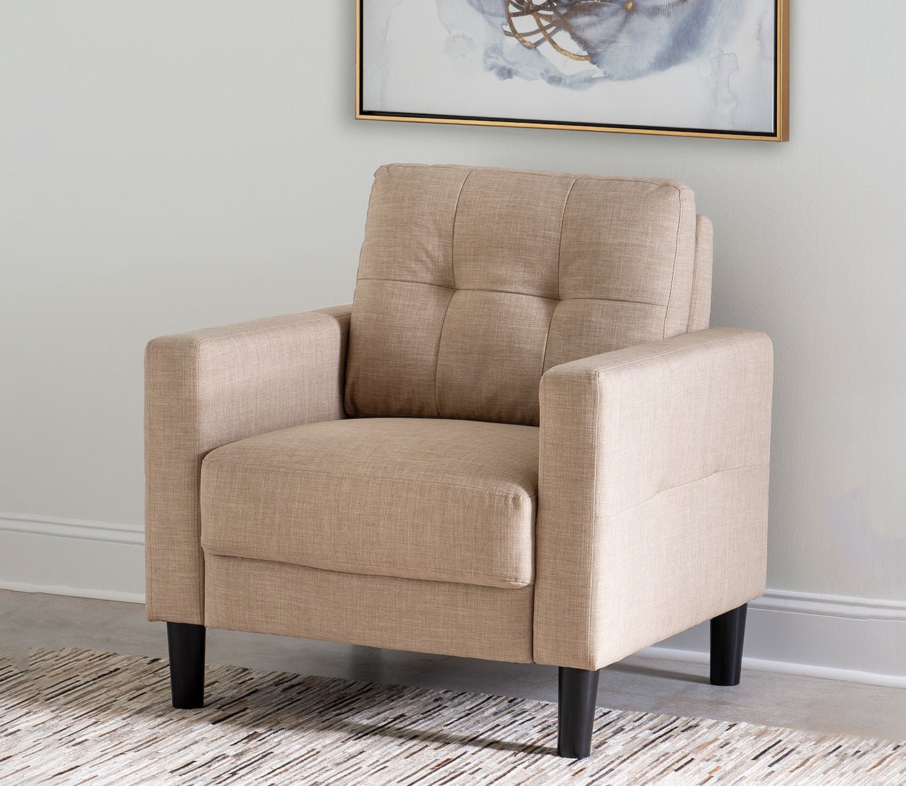 Owen Oatmeal Tufted Fabric Accent Chair