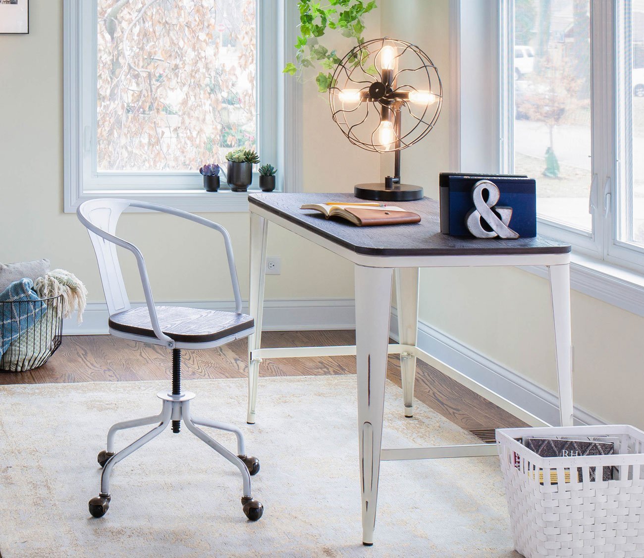 Ozzy Round Metal Cage Desk Lamp by LumiSource