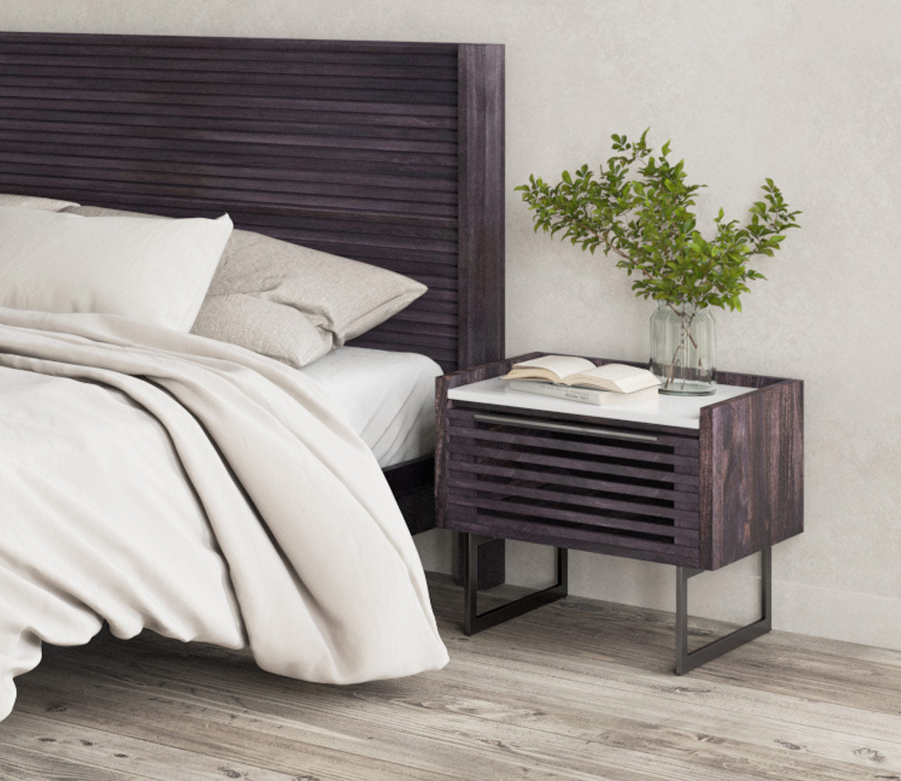 Paloma White Marble Top 1-Drawer Nightstand