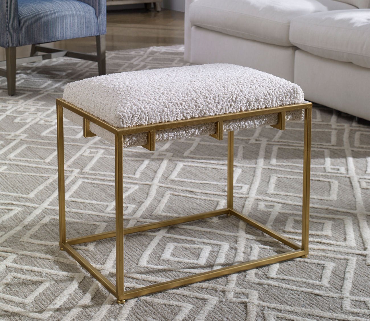 Paradox Small Gold & White Shearling Bench